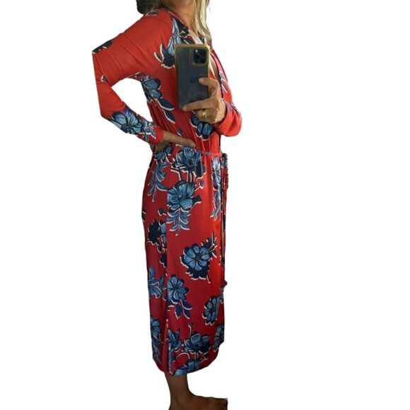 Zara Floral Buttons Down Long Sleeves Self Tie Midi Dress.Size S - Picture 5 of 16
